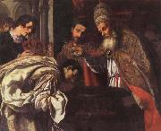 Jacopo Vignali St.Silvester,Pope,Baptizes the Emperor Constantine Sweden oil painting artist